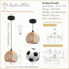 3 Pack Wicker Pendant Light Natural Woven Pendant Light Boho Chandelier Light Fixture Dome Rustic Farmhouse Pendant Lights Rattan Light Fixture for Dining Room Kitchen Island (Bulb Incl.) - color: 8.7" Natural 3-Pack