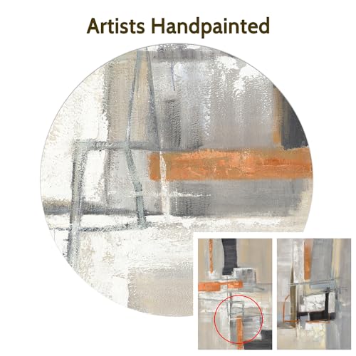 ArtSquare Modern Abstract Canvas Wall Art: 2 Pieces Hand Painted Textured Painting Colorful Minimalist Artwork for Bedroom - color: neutral, size: 24”x16”x2