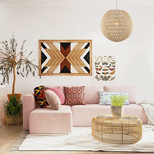 JONATHAN Y 15.75" Cream/White 1-Light Modern Bohemian Woven LED Pendant Light, Adjustable Hanging Ceiling Lamp for Kitchen Island Dining Room, Paper Wicker Shade, Bulb Included (JYL6503B) - color: Cream