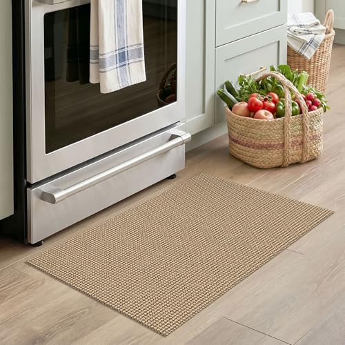 EARTHALL Woven Area Rug 20"x31" Ft Washable Rugs for Entryway Braided Non Slip Door Mat Indoor Outdoor Entrance Small Cotton Woven Carpet for Kitchen Foyer Front Door, Orange/Tan/Brown - color: Orange/Tan/Brown, size: 1'8" x 2'7" (Rectangular)