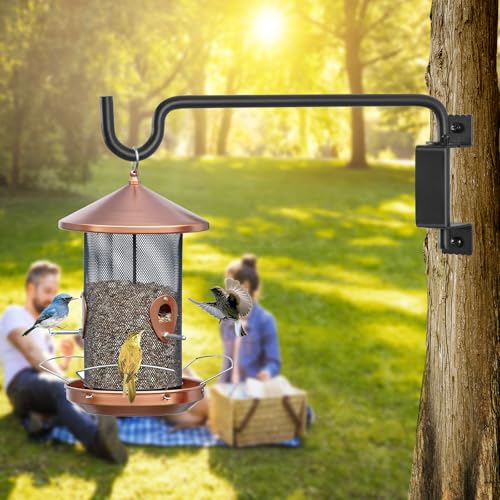 AILIN YELOKIE 15" 360° Swivel Plant Hanger - Heavy Duty Solid Steel Wall Hook, 12-Directional Adjustable for Bird Feeders, Outdoor/Indoor Plants, Garden & Patio (2-Pack) - color: Black, size: 15in-2U-Swivel
