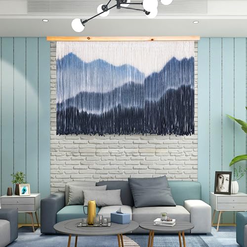 laddawan Extra Large Boho Wall Decor For Bedroom Macrame Wall Hanging Dip-Dyed Tapestry Modern Wooden Home Wall Art For Living room (black3) - color: black3