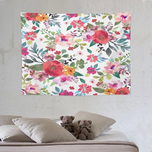 Houselerax Floral Tapestry, Flower Spring Colorful Plant Wildflower Nature Wall Hanging Tapestry Botanical Leaves Herbs Vintage Nature Printed Tapestry for Bedroom Living Room Dorm, 40"x30" - color: Watercolor Floral-7, size: W40xL30in