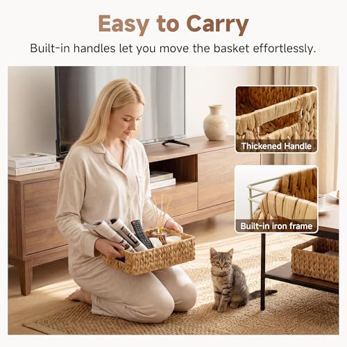 StorageWorks Water Hyacinth Baskets, Small Wicker Baskets for Organizing in Living Room and Shelf, 2-Pack - color: Natural (Water Hyacinth), size: 2x 11½"L x 7¾"W x 3½"H