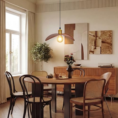 15.3" Pendant Lights Kitchen Island, 1-Light Natural Wood Ceiling Light Fixture Modern Hanging Lamp Decor for Kitchen Island Bedroom, Dining Room, Living Room, Nursery, Entryway, Foyer - size: 15.3" W x 7" H