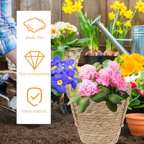 SHOWERORO Boho Seagrass Basket Planter with Handle 20cm Diameter Indoor Flower Pot for Succulent Plants Home Decor Retro Straw Woven Planter for Living Room