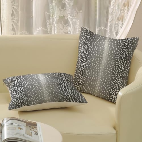 Antelope Print Pillow Covers 18x18 Pack of 2,Black Gray Animal Skin Print Throw Pillow Covers Boho Modern Abstract Decorative Pillowcase Farmhouse Cushion Cover for Home Sofa Outdoor Decor - color: Antelope Print-black Gray, size: 18" x 18" (Pack of 2)