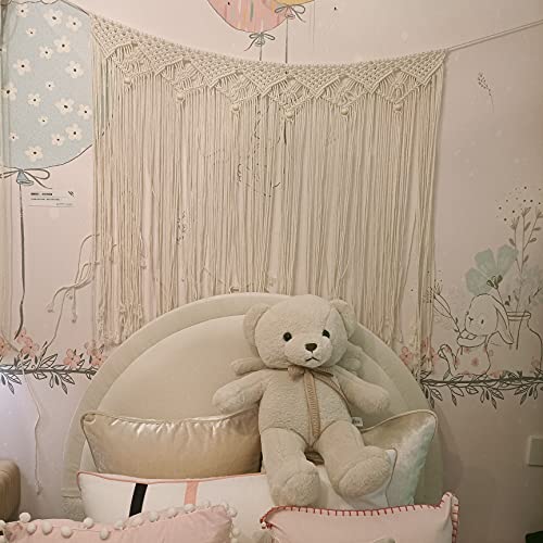 kiido Macrame Wall Hanging, Hanging Wall Tapestry Large Bohemian Wall Decoration Macrame Curtain fringe Backdrop Wall Decor for Wedding Living Room Bedroom Gallery, 38"x 33"