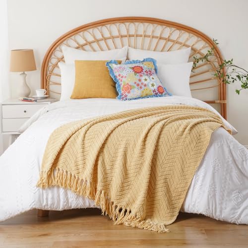 BATTILO HOME Yellow Throw Blanket for Couch, Fall Decor Blankets & Throws, Fall Throw Blanket for Autumn Halloween Decoration, Yellow Throw Blankets for Bed Sofa, 50"x60" - color: Yellow, size: 50"x60"
