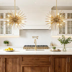 23.8" Modern Sputnik Chandelier 9-Lights Mid-Century Modern Starburst Golden Chandelier Luxury Gold Solid Metal Sputnik Satellite Chandeliers for Dining Room, Kitchen Island, Bedroom, E12 - color: Gold 23.8"