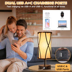 Distressed Table Lamps for Living Room, 3 Way Dimmable Touch Lamps, Small Bedside Lamps with LED Bulbs, USB Ports C+A, Nightstand Lamp for Kids Room, Bedroom, Office (1 Pack Iron) - size: 1 Pack Iron