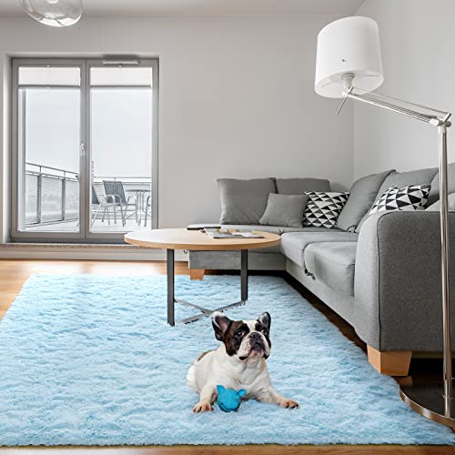 Kelarea Area Rug for Living Room, 3x5 Non-Slip Light Blue Rug Fluffy Soft Shag Rugs, Fuzzy Shaggy Plush Carpet for Bedroom, Nursery Rooms, Home Dorm - color: Baby Blue, size: 3 x 5 feet