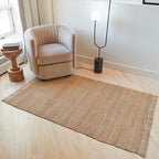 KIBAGA Beautiful Jute Area Rug for Your Home - This Natural 4x6 ft Hand Woven Rug Fits Perfectly Into Your Entry Area, Kitchen Or Living Room - Modern Braided Mat Enhances Any Boho/Farmhouse Decor - size: 4' x 6' (Rectangular)