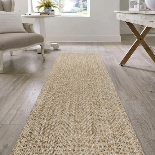 JONATHAN Y Espina Hand Woven Herringbone Chunky Jute Ivory Runner Rug, 2x8, Bohemian, Cottage, Easy-Cleaning for Living Room, Bedroom, Kitchen, Pet Friendly, Non-Shedding (NFR101B-28) - color: Ivory, size: 2'2" x 8' (Runner)