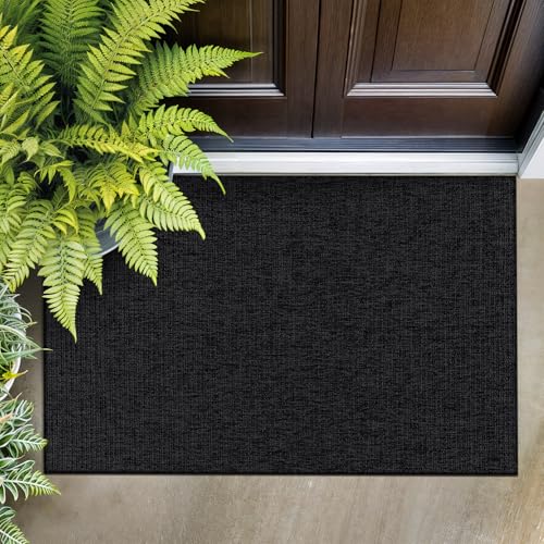 Beverly Rug Easy Jute Entry Rug 2x3 Solid Washable Durable Outdoor Indoor Area Rugs for Living Dining Room Patio Office Stain Resistant Non Shedding Casual Indoor Outside Carpet 2 x 3 Dark Gray - color: Dark Gray, size: 2' x 3' (Rectangular)