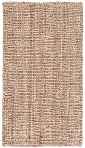 SAFAVIEH Natural Fiber Collection Area Rug - 2'6" x 4', Natural Brown, Handmade Jute, Farmhouse Style, Chunky Textured Thick Pile (NF447A) - color: Natural, size: 2'6" x 4' (Rectangular)