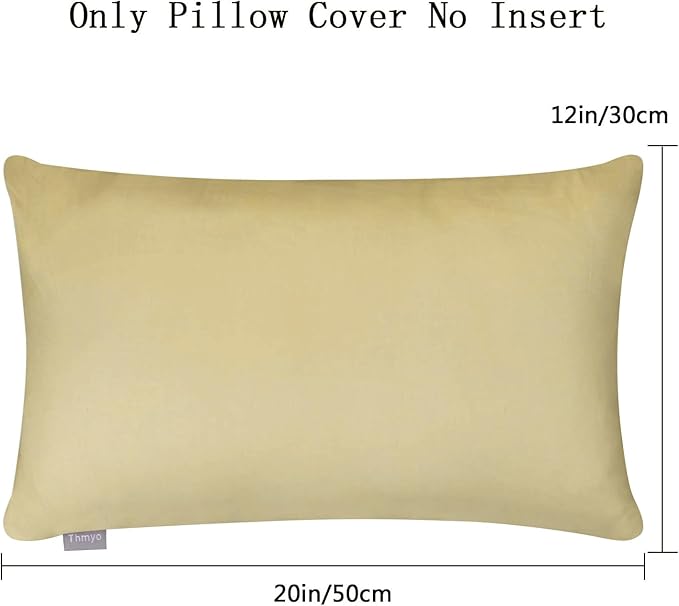4-Pack 100% Cotton Lumbar Comfortable Solid Decorative Throw Pillow Case,Thmyo Rectangle Cushion Cover Pillowcase Sublimation Blank Pillow Covers DIY Throw Pillowcase(12x20inch/30x50cm, Khaki)