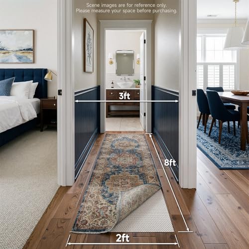 Veken Runner Rug Pad Gripper for Hardwood Floors, Non Slip 2x8 Ft Rug Pads for Area Rugs, Thick Rug Grippers for Tile Floors, Under Carpet Anti Skid Mat, Keep Your Rugs Safe and in Place, White - size: 2' x 8' (Rectangular), style: White