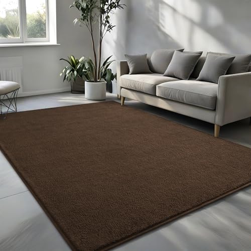 Pettop 4x6 ft Brown Area Rugs for Bedroom Living Room, Washable Memory Foam Indoor Carpet, Modern Aesthetic Minimalist Non Slip Soft Comfy Carpet for Boys Girls Dorm Home Decor - color: Brown, size: 4' X 6' (Rectangular)