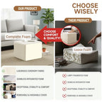 Tiita Square Stuffed Pouf Ottoman, Plush Poufs with Foam Chunk Filling, Foot Rest Stool for Living Room, Cream - color: Square Cream