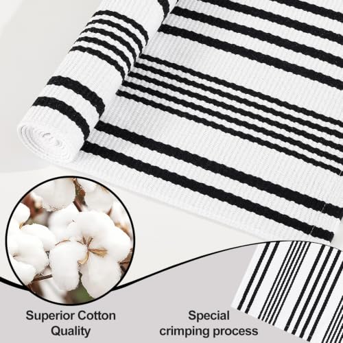 OLANLY Black White Modern Striped Rug 2' x 3' (24" x 36") – Washable Cotton Indoor Outdoor Doormat for Front Door, Entryway, Kitchen, Porch, Patio Decor - color: Black and White, size: 2' X 3' (Rectangular)