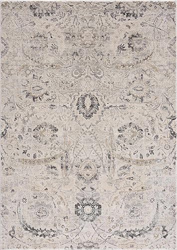 Hauteloom Obsidian Rustic Farmhouse Traditional Floral Medallion Carpet for Living Room, Bedroom, Dining Room - Boho Vintage Oriental Damask Area Rug - Grey, Black, Light Brown, Cream - 2' x 2'11" - color: Beige, Black, Charcoal / Georgiana Geor, size: 1'