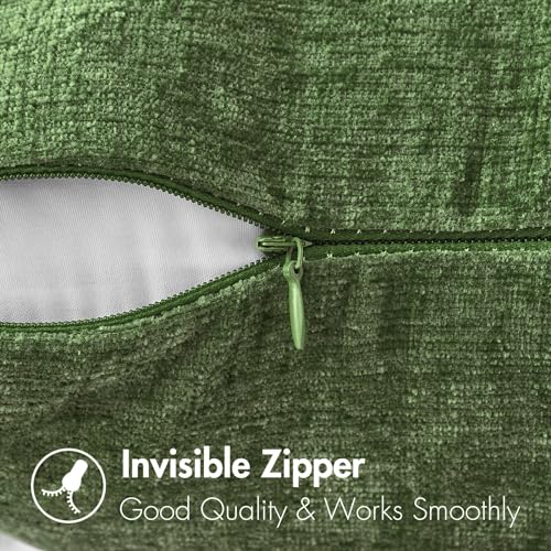 MIULEE Pack of 2 Couch Throw Pillow Covers 16x16Inch Soft Moss Green Spring Chenille Pillow Covers for Sofa Living Room Solid Dyed Pillow Cases - color: Moss Green, size: 16" x 16" (Pack of 2)