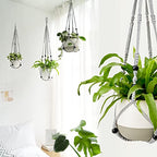 Mkono 3 Pack Macrame Plant Hangers Indoor Different Size Hanging Planter Basket Flower Pot Holder with Beads No Tassels 35"/29"/23", Medium, Grey - color: Gray, size: Medium