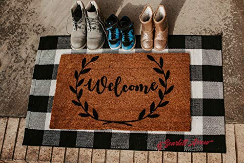 Buffalo Plaid Rug 28" x 43" - Indoor/Outdoor Black and White Checkered Rug - Area Rugs for Layered Door Mats Washable Carpet for Porch/Kitchen/Farmhouse - Washable Thick Plaid Hand-Woven Fabric