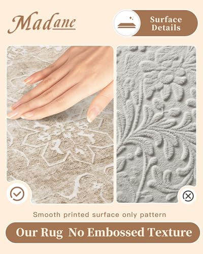 Madane Washable Runner Rug 2x5 with Non-Slip Rubber Backing, Vintage Kitchen Hallway Rug Soft Low Pile Throw Carpet Runner for Entryway Laundry Bathroom Bedroom Living Room (2 x 5, Beige/Brown) - color: Beige/Brown, size: 2' x 5' (Runner)