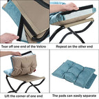 15" Foldable Foot Stool Ottoman with Metal Frame - Washable Blue Upholstered Indoor/Outdoor Footrest for Living Room, Bedroom, Patio - Space-Saving Compact Design - color: Blue