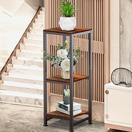 Plant Stand Indoor, 3 Tier Plant Stands for Indoor Plants, 33.5'' Tall Multiple-Tier Plant Shelf Square Flower Stand for Patio, Living Room, Balcony - color: brown, size: 33''