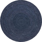 Unique Loom Braided Jute Collection Area Rug - Dhaka (5' 1" Round, Navy Blue) - color: Navy Blue, size: 5'1" (Round)