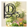 Metal Initial Letter D Plant Hanger Bracket, Decorative Wall Mount Hanging Plant Hook, Monogram Floral Leaf Garden Decor for Hanging Baskets, Bird Feeders, Lanterns, Wind Chimes - style: D