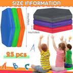 Timgle 25 Pcs Floor Cushions for Classroom 15 Inch Flexible Seating Bulk with Handles 1.6 Inch Thick Foam Floor Pillows Portable Seating for Home School Kindergarten Daycare Nursery Playroom(Hexagon) - style: Hexagon