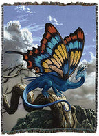 Pure Country Weavers Drakerfly Butterfly Dragon Blanket by Ciruelo - Gift Fantasy Tapestry Throw Woven from Cotton - Made in the USA (72x54) - color: Drakerfly