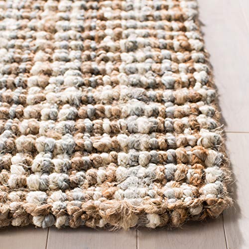 SAFAVIEH Natural Fiber Collection Runner Rug - 2'6" x 8', Grey & Natural Brown, Handmade Jute, Farmhouse Style, Chunky Textured Thick Pile (NF447K) - color: Grey/Natural, size: 2'6" x 8' (Runner)
