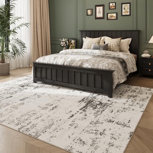 5x7 Area Rug Living Room Rugs - Machine Washable Neutral Abstract Rugs for Dinning Room Indoor Floor Non Silp Rug Carpet for Bedroom Home Office Decor - Black White - color: Grey/White, size: 5x7ft