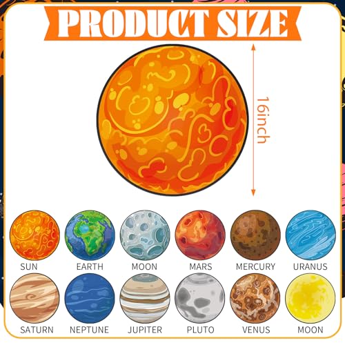 Tinideya 12 Pcs Kids Carpet Circle Seats for Class 16 Inch Round Classroom Rug Back to School Floor Cushions Soft Educational Mat Non Slip First Day of School Learning Playing Areas(Space Planet) - style: Space Planet