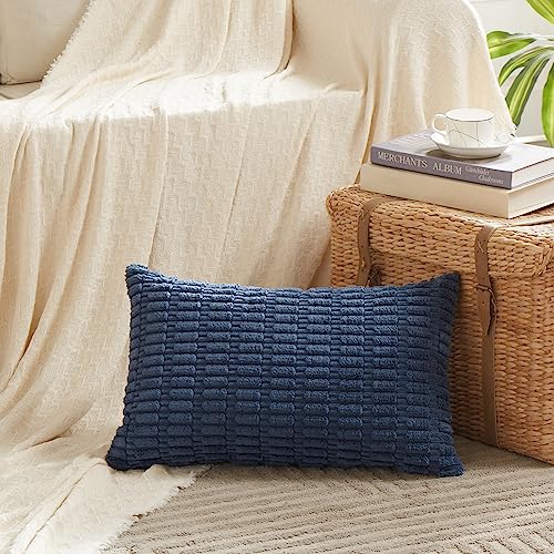 Fancy Homi Decorative Throw Pillow Covers for Bed Couch Bedroom Bench, Soft Corduroy Solid Pillow Case, Rustic Farmhouse Boho Room Decor,20" x 12" (Pack of 1),Dusty Blue - color: Dusty Blue, size: 20" x 12" (Pack of 1)