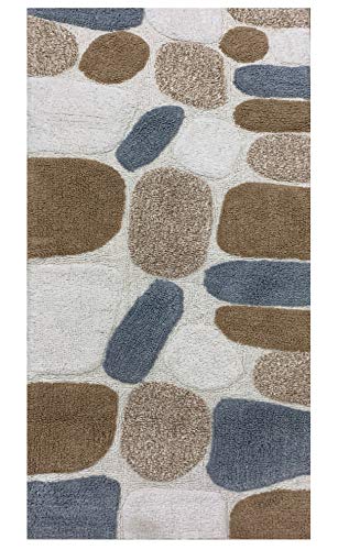 Ramanta Home 100% Cotton Pebble Stone Bath Runner - Grey Beige, Super Soft Anti Skid Absorbent Bath Rug Runner for Kitchen, Bathroom, Kids Room, Dressing Room, Machine Washable - 24x60 Inch - color: Grey Beige, size: 2' x 5' (Runner)