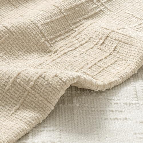 MIULEE Textured Throw Pillow Covers Thick Chenille Decorative Pillows Beige 20x20 Inch Set of 2 Modern Boho Farmhouse Home Decor Neutral Cushion Covers for Couch Sofa Living Room Bedroom - color: Beige, size: 20" x 20" (Pack of 2)