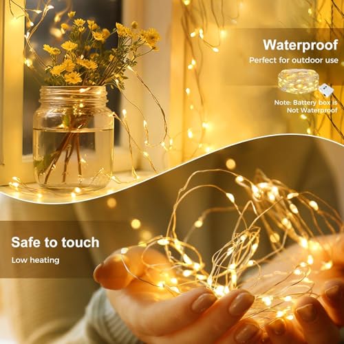 kolpop 24 Pack LED Fairy Lights Battery Operated with 3 Modes, Mini Twinkle String Lights Battery Powered Waterproof for Christmas Mason Jars Party,Warm White - color: Warm White, size: 24 Pack