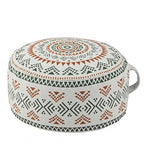 MOCOFO Unstuffed Round Pouf Cover - Boho Geometric Ottoman Footstool Cover with Handle, Tribal Fabric Floor Cushion Storage Bag for Living Room, Bedroom, Nursery (Sage Green/Terracotta) - color: Sage Green/Terracotta