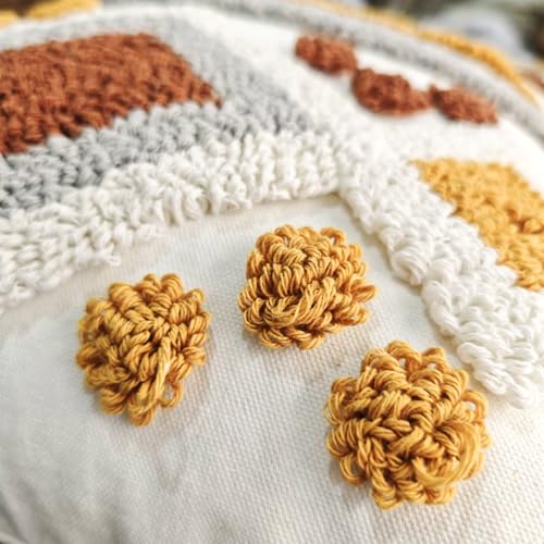 Andreannie Pack of 2 Boho Tufting Throw Pillow Cover Embroidered Textured Cushion Cover with Tassels Soft Home Decororative for Couch Sofa 18x18 inch (Boho Grey Yellow) - color: Boho Grey Yellow