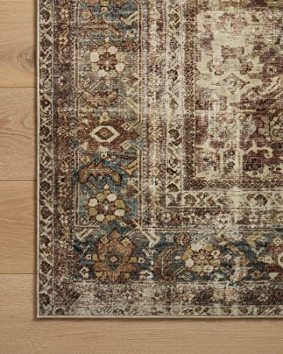 Loloi Magnolia Home by Joanna Gaines Sinclair Collection SIN-01 Rust/Lagoon 2'-3" x 7'-6", .25" Pile Height, Machine Washable, Runner Rug - color: Rust / Lagoon, size: 2'3" x 7'6" (Rectangular)