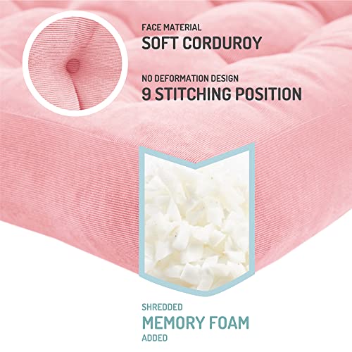 Pink Floor Pillow Set of 2 – Stylish Corduroy Cushions for Women, Perfect for Meditation, Yoga, and Relaxation, 22x22 Inch - color: Square | Pink | 2 Pack, size: 2 Pack