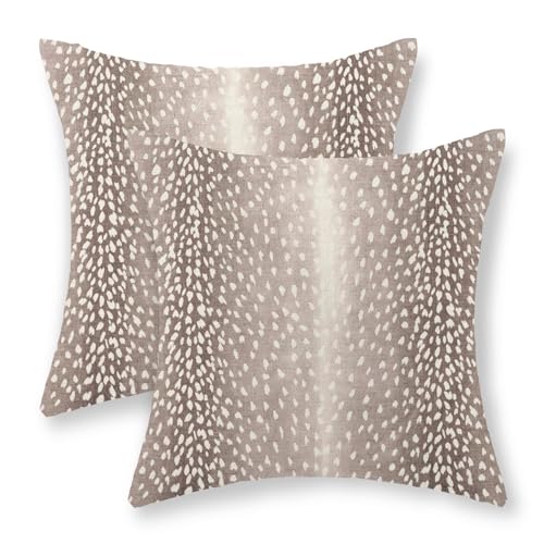 Antelope Print Pillow Covers 18x18 Inches Pack of 2,Brown Animal Skin Print Throw Pillow Covers Boho Modern Abstract Decorative Pillowcase Farmhouse Cushion Cover for Home Sofa Outdoor Decor - color: Antelope Print-brown, size: 18" x 18" (Pack of 2)