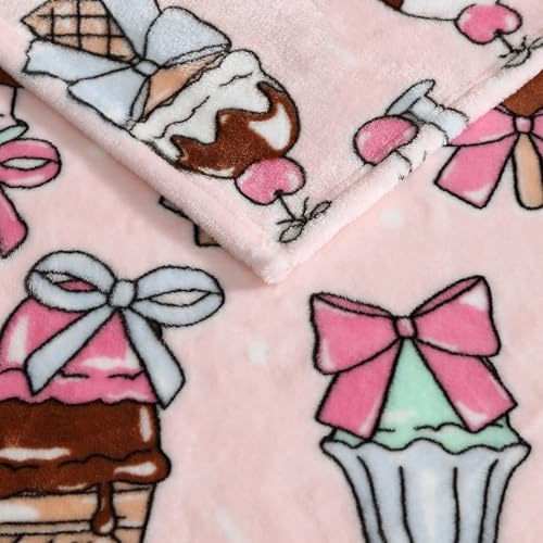 Betsey Johnson - Blanket, Buttery-Soft Throw Blanket for Couch or Bed, Boldly Plush & Oversized Bedding (Coquette Ice Cream Pink, 50" x 70") - color: Coquette Ice Cream Pink