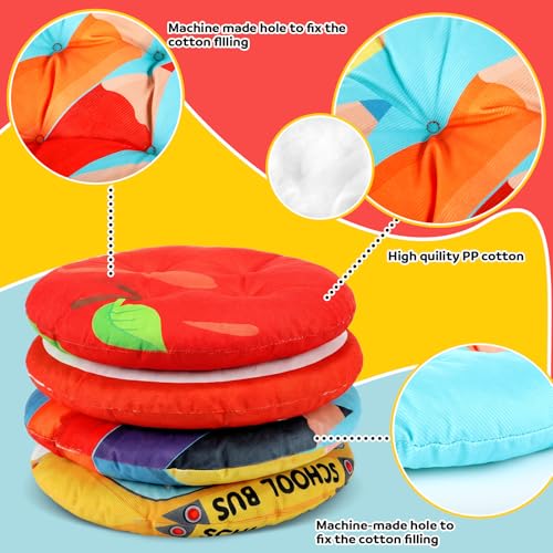 Funnymoom 4 Pcs Toddler Floor Cushion 4 Styles 16 Inch Cute Colorful Floor Cushions Meditation Yoga Pillow for Teen Reading Nook Classroom Picnic Daycare Back to School Nursery Supplies